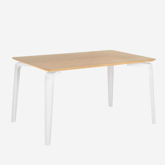 Vista frontal Mesa de Comedor Rectangular Tacy 140 cm Roble Blanca Som Casa Slowdeco