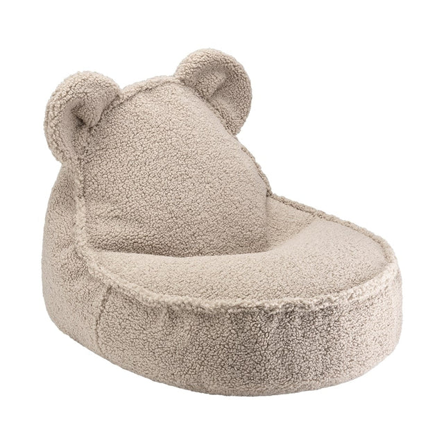 Vista lateral Puf infantil de borreguillo Osito Beige Wigiwama Slowdeco