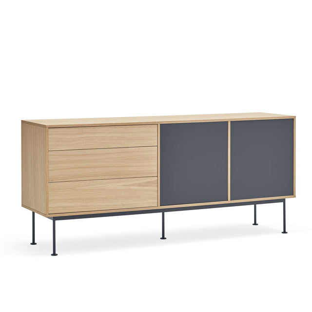 Vista lateral aparador Yoko 180 cm gris antracita Slowdeco