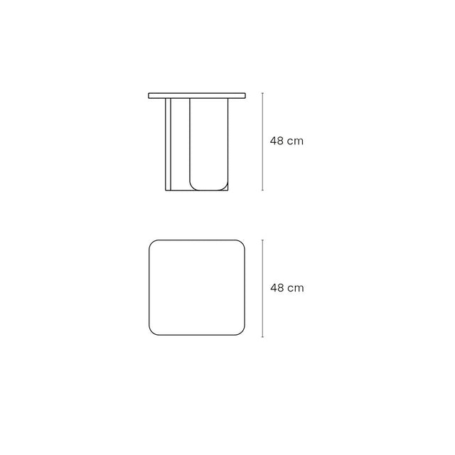 Medidas Mesa Auxiliar Cuadrada Arq 48 cm Teulat Slowdeco