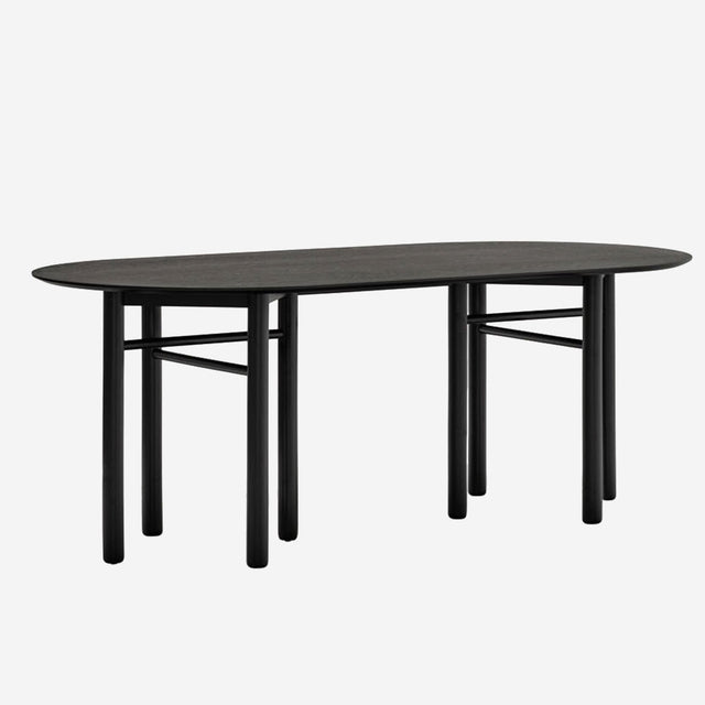 Vista lateral Mesa de Comedor Ovalada Junco 200 cm Tintada Negra Teulat Slowdeco