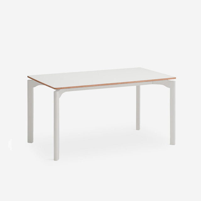 Vista lateral Mesa de Comedor Rectangular Nicola 140 cm Blanca Teulat Slowdeco